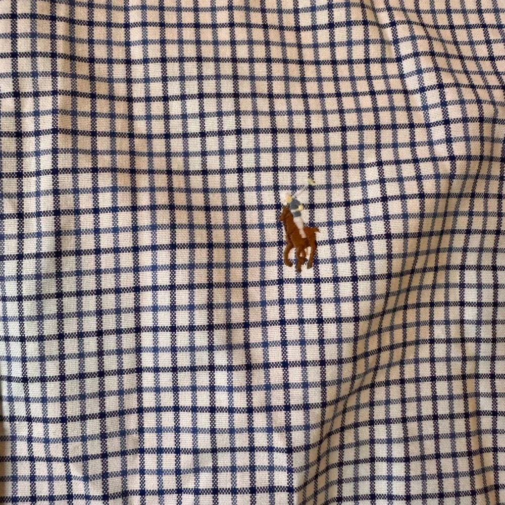 Polo Ralph Lauren Button Down L Classic Fit Tattersall Blue White Y2K Workwear